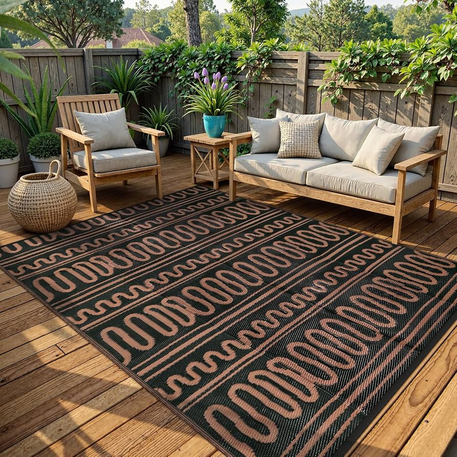 Beeiva Outdoor Rug 8x10 Patio Waterproof, Reversible 8x10 Outdoor Rug for Patio, Washable Outdoor... | Amazon (US)