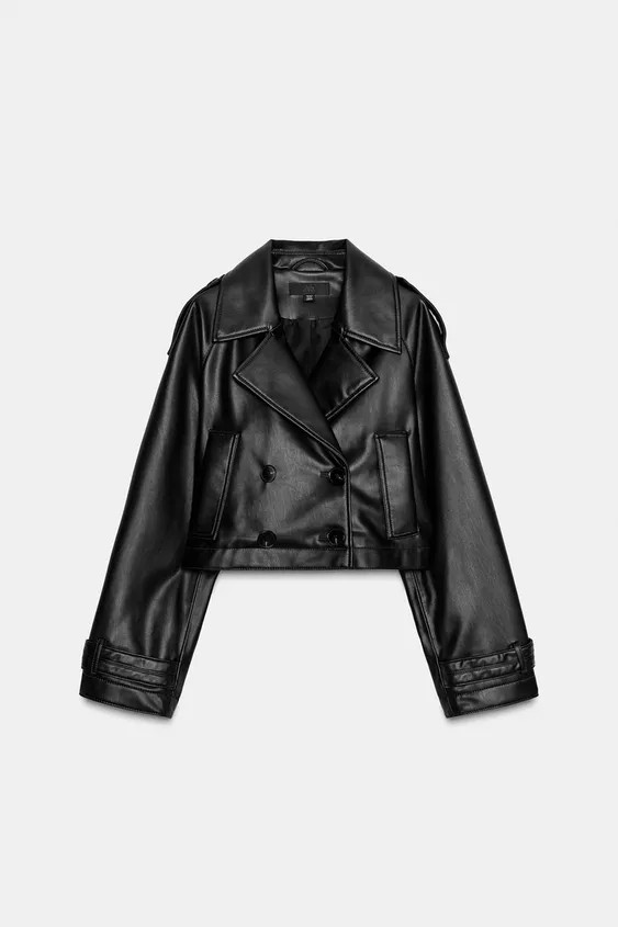 FAUX LEATHER SHORT TRENCH COAT | Zara US