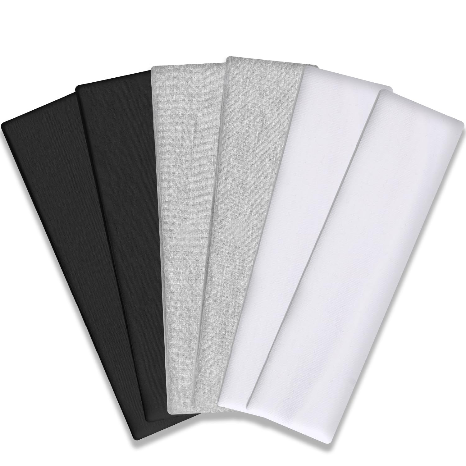 IVARYSS Workout Headbands for Women Non Slip, Premium Stretchy Soft Fabric Head Bands for Women's Hair, Wear for Yoga, Running, Sport, 6 Pack, Black White Grey | Amazon (US)