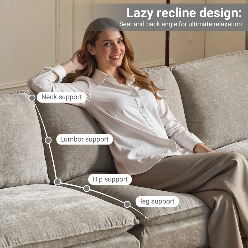 120'' W 2-Layer Cushion Comfy Cloud Sofa | Wayfair North America