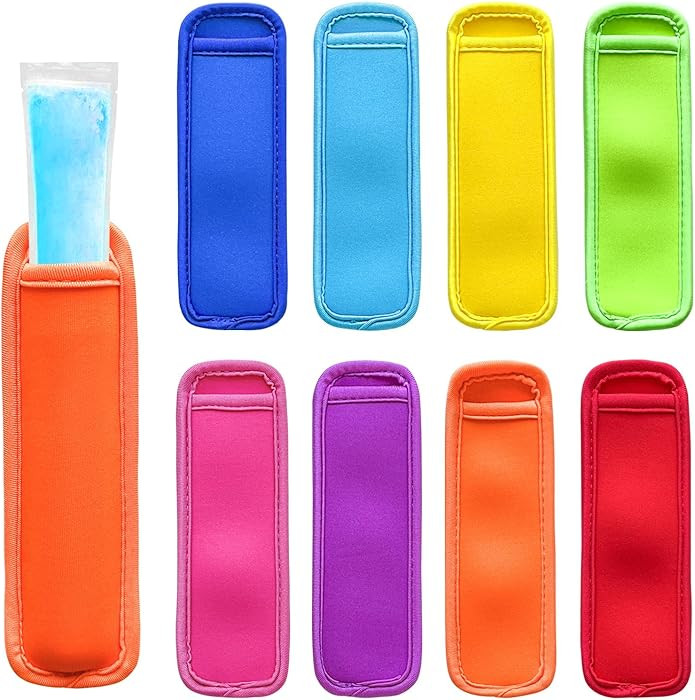 Ice Pop Sleeves, 8 Pieces Ice Pop Neoprene Insulator Sleeves, Freezer Popsicle Holder Sleeves, Co... | Amazon (US)