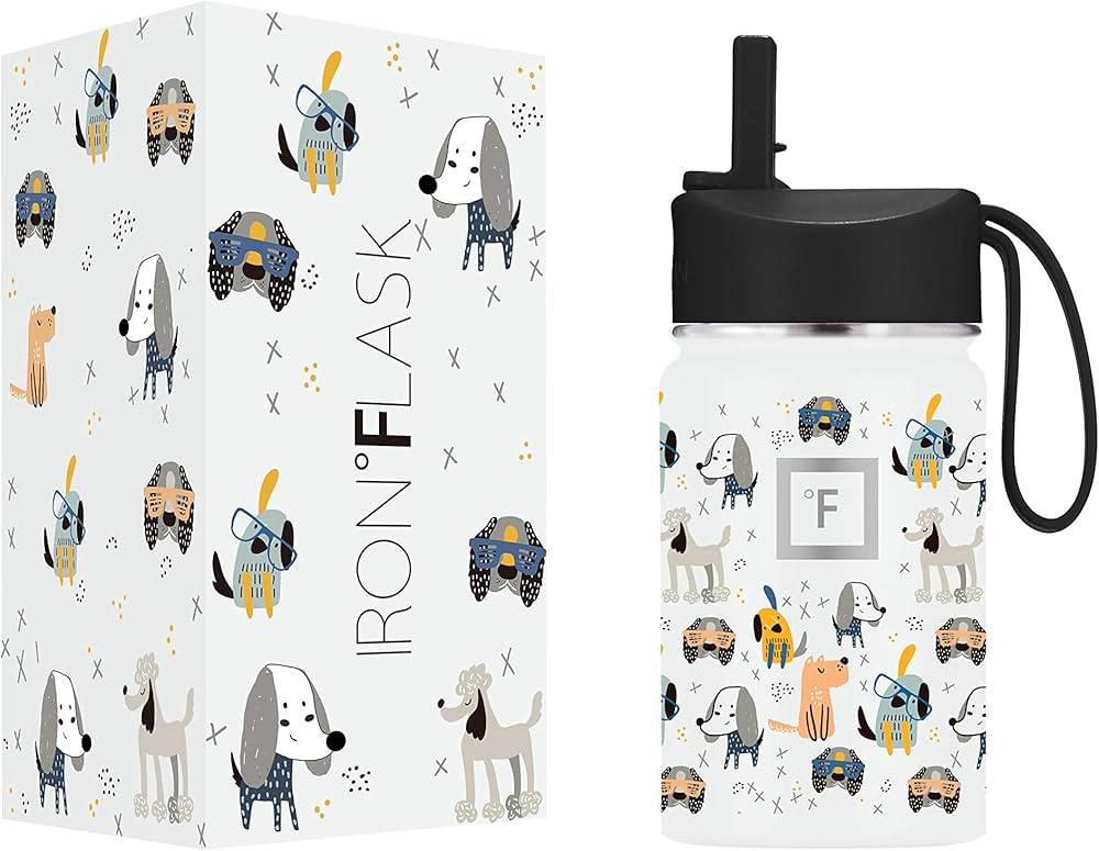 IRON °FLASK Kids Water Bottle - 10 Oz, Straw Lid, 20 Name Stickers, Vacuum Insulated Stainless S... | Amazon (US)