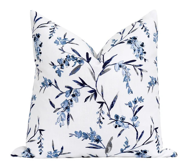 Atwood Blue Floral Pillow | Land of Pillows