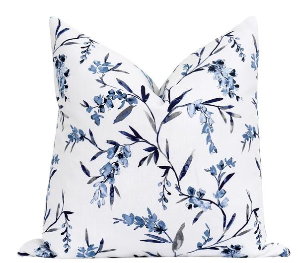 Atwood Blue Floral Pillow | Land of Pillows