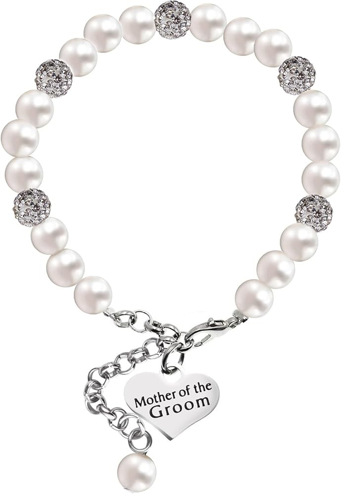 LParkin Mother of The Groom Gifts Pearl Bracelet Wedding Gift for Mom Mother in Law Jewelry | Amazon (US)