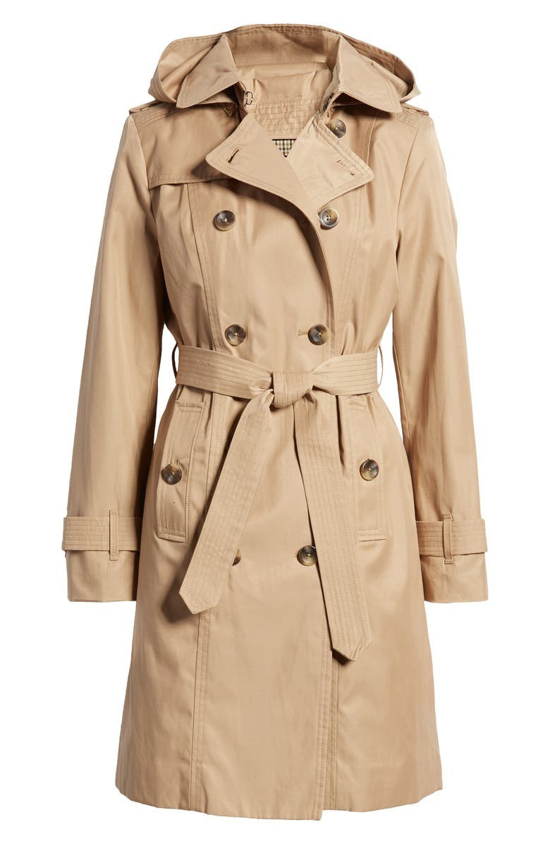Double Breasted Trench Coat With Removable Hood | Nordstrom