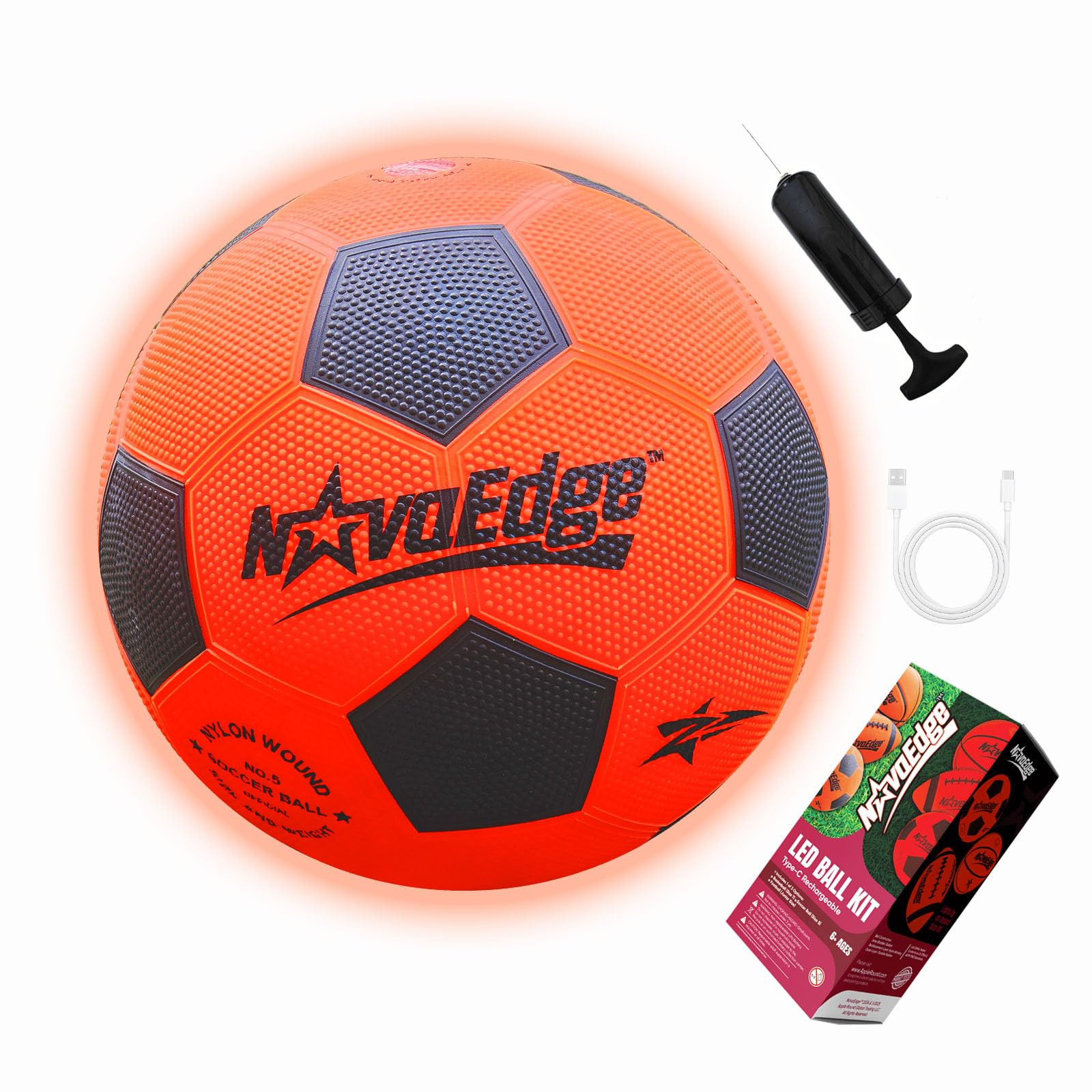Glow in The Dark Sports Ball | USB-C Rechargeable LED Light-Up for Night, Regular Play by Day | C... | Amazon (US)