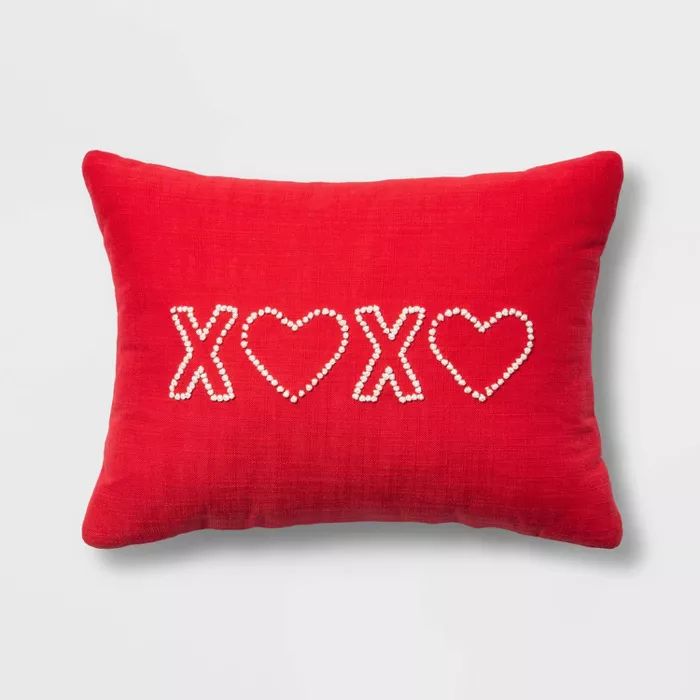 Lumbar XO Valentine's Day Pillow White/Red - Spritz™ | Target