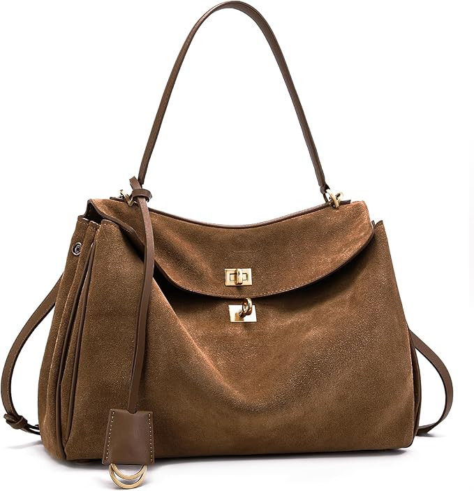 Suede Leather Tote Bag for Women: Fashion Shoulder Handbag Ladies Top-handle Satchel Purse for La... | Amazon (US)