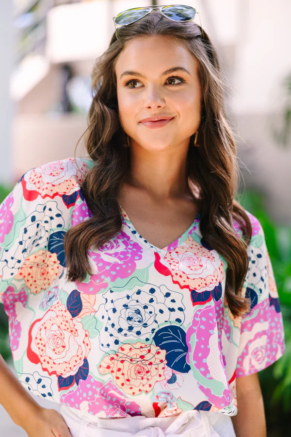 Just Say So Ivory White Floral Blouse | The Mint Julep Boutique