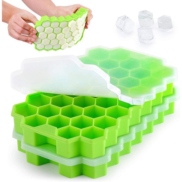 Zulay Silicone Ice Cube Tray Set (2 Pack) - Honeycomb Shaped Flexible Trays With Covers BPA Free ... | Target