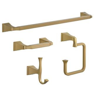 Dryden 4-Piece Bath Hardware Set with 24 in. Towel Bar, Toilet Paper Holder, Towel Ring, Towel Hook in Champagne Bronze | The Home Depot