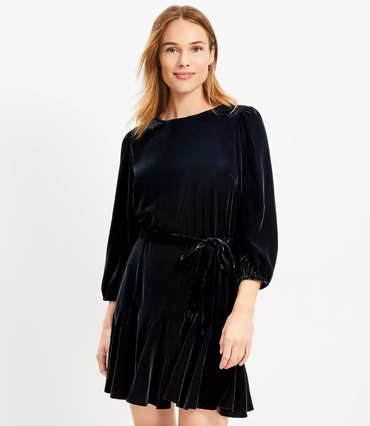 Velvet Godet Mini Dress | LOFT