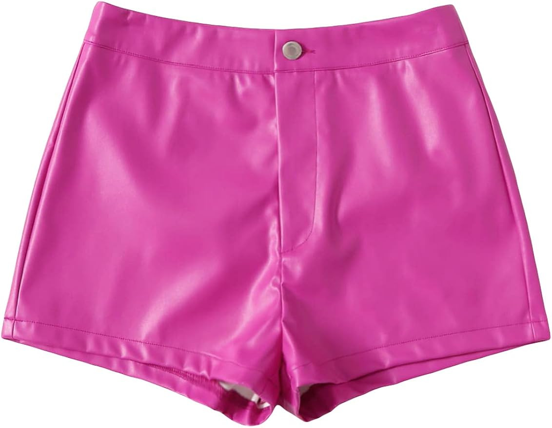 Floerns Women's PU Leather High Waisted Straight Leg Skinny Shorts | Amazon (US)