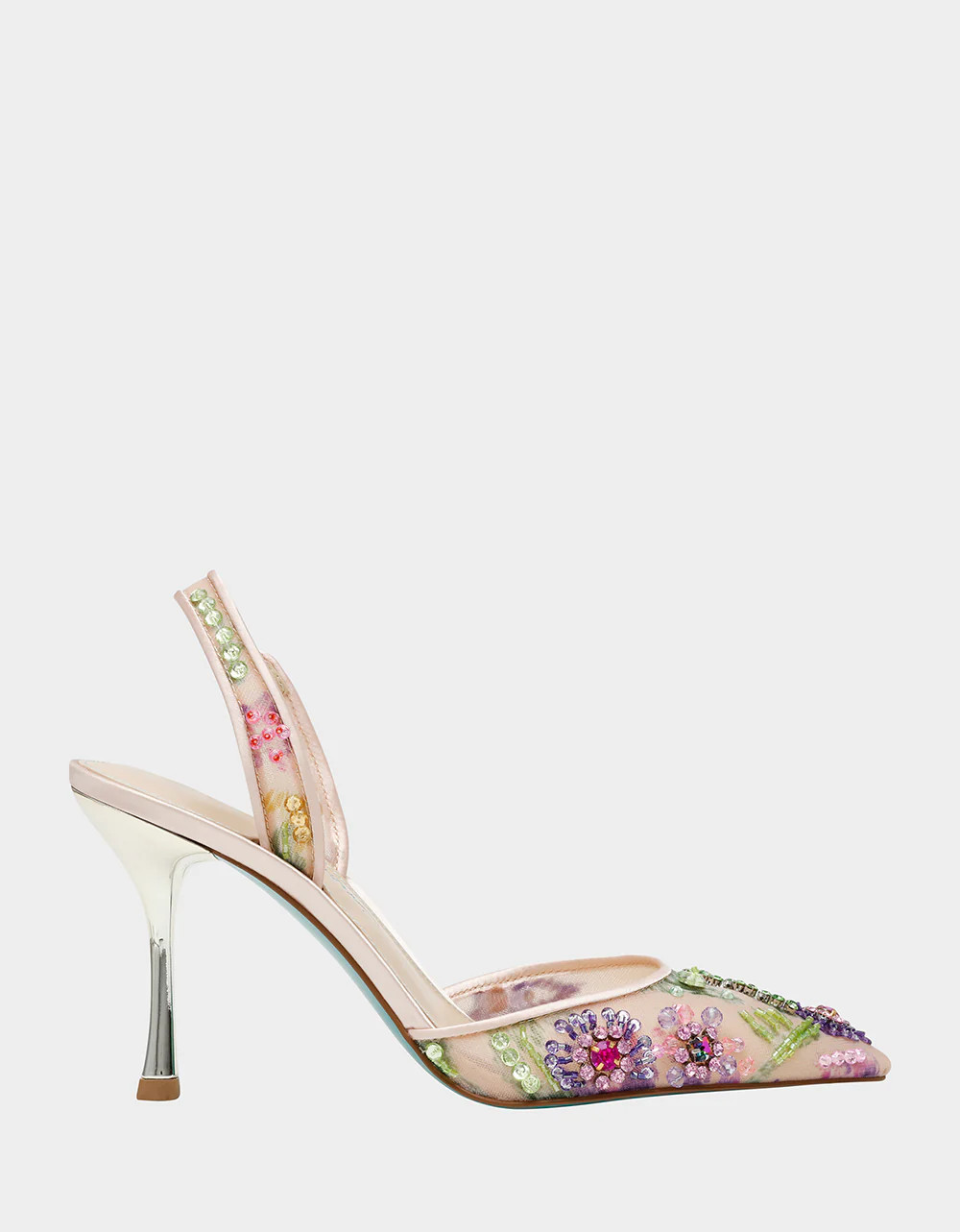 VELMA NUDE MULTI Pointed-Toe Stiletto Pump Mesh Heel | Women's Heels | Betsey Johnson