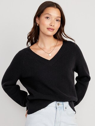 V-Neck Rib-Knit Cocoon Sweater for Women | Old Navy (US)