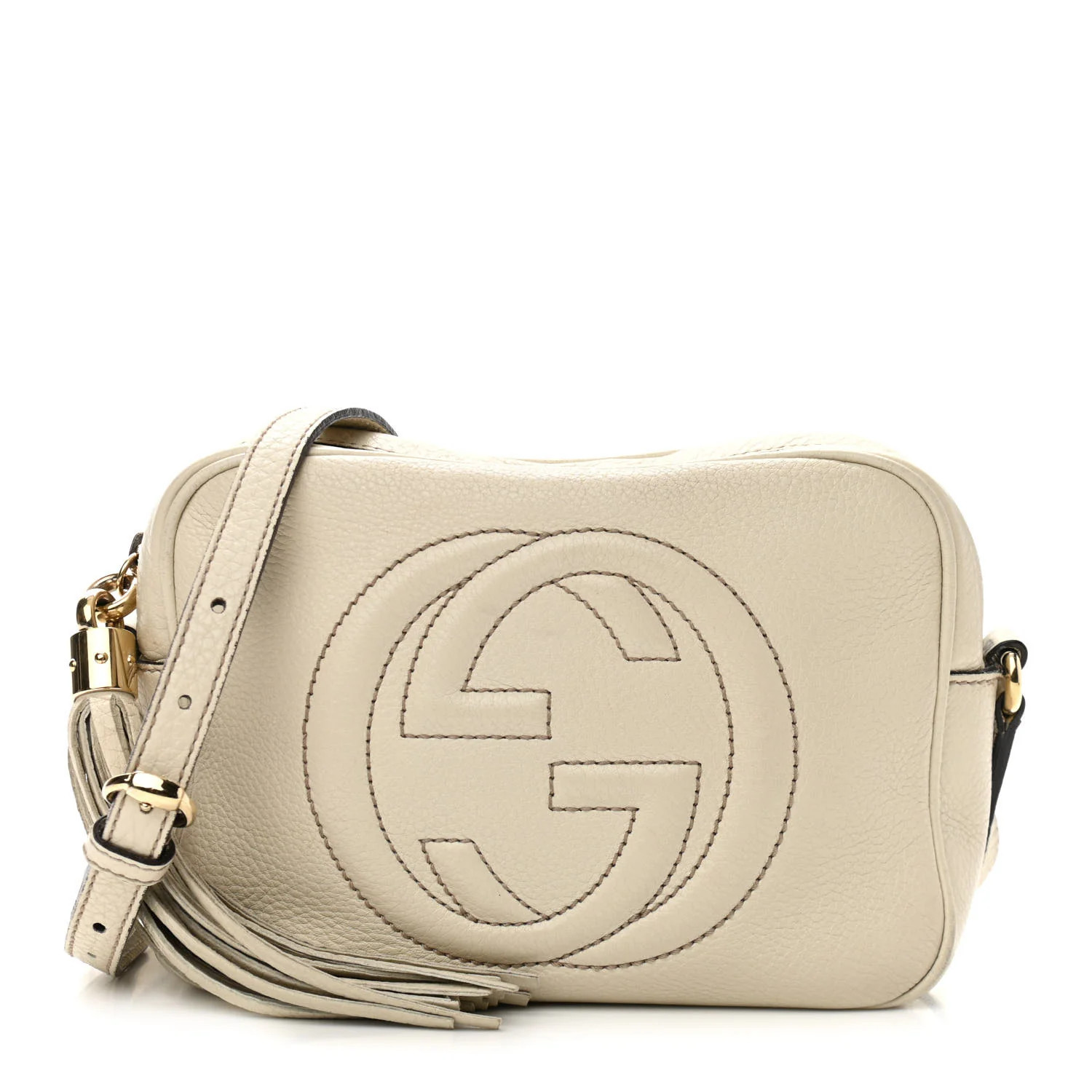 GUCCI Pebbled Calfskin Small Soho Disco Bag Off White | FASHIONPHILE (US)
