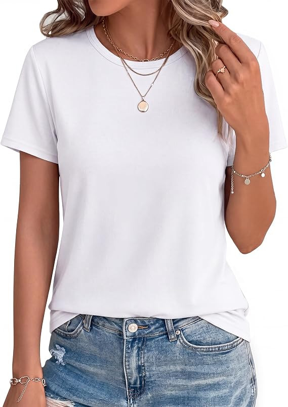 GAYHAY T Shirts for Women - Short Sleeve Spring Summer Tops Soft Basic Tees Beach Vacation Clothe... | Amazon (US)