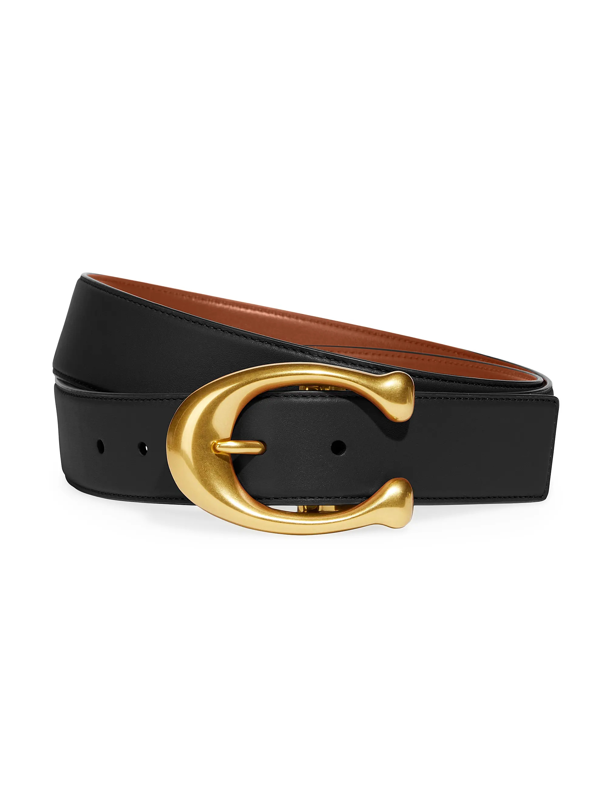 Logo Buckle Leather Belt | Saks Fifth Avenue