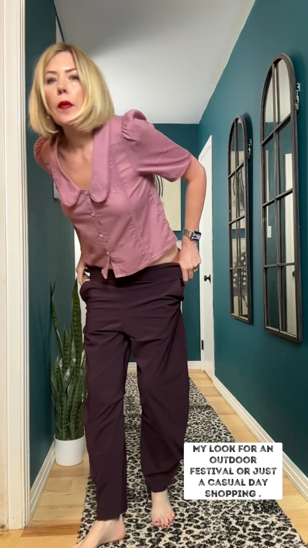 Comfort and style—yes, please! 🙌
I’m totally loving the tones of this outfit: the mauve, pinkish prairie-style top paired with these burgundy barrel pants is such a vibe. It all comes together with my leather crossbody phone case and jelly cage flats for an easy, effortless look.
I’m feeling festival-ready or perfectly prepped for a day of shopping—either way, I’m here for it. 💕🎡🛍️

#Concertoutfit #casualoutfit #jellyflats #vacationiutfit 

#LTKShoeCrush #LTKTravel #LTKOver40