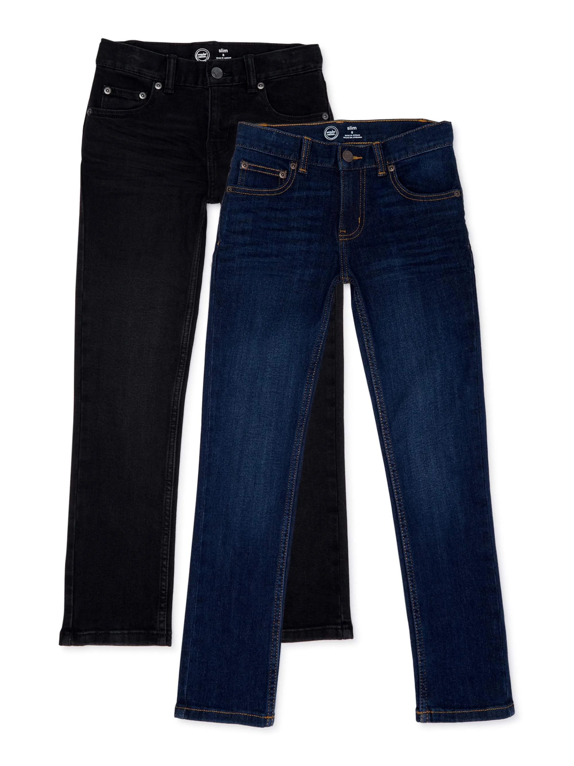 Wonder Nation Boys Slim Straight Jeans, 2-Pack, Sizes 4-18 & Husky - Walmart.com | Walmart (US)