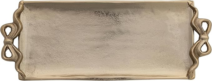Creative Co-Op Cast Aluminum Rectangle Tray with Bow-Shaped Handles, Gold Finish | Amazon (US)