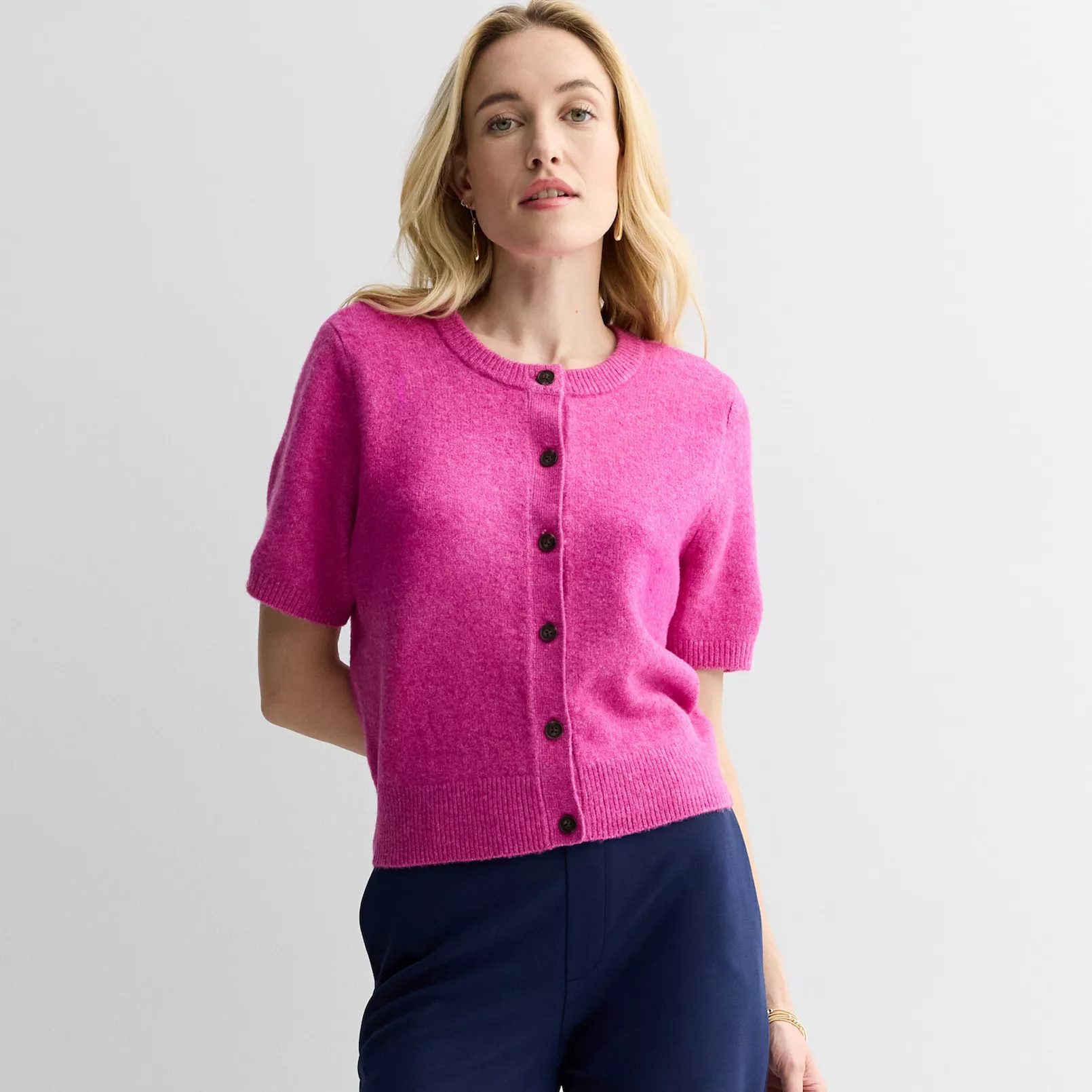 Women's Nine West Short Sleeve Cozy Cardigan Sweater | Kohl's