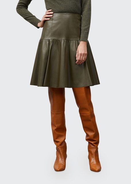 Lafayette 148 New York Fran A-Line Leather Skirt | Bergdorf Goodman