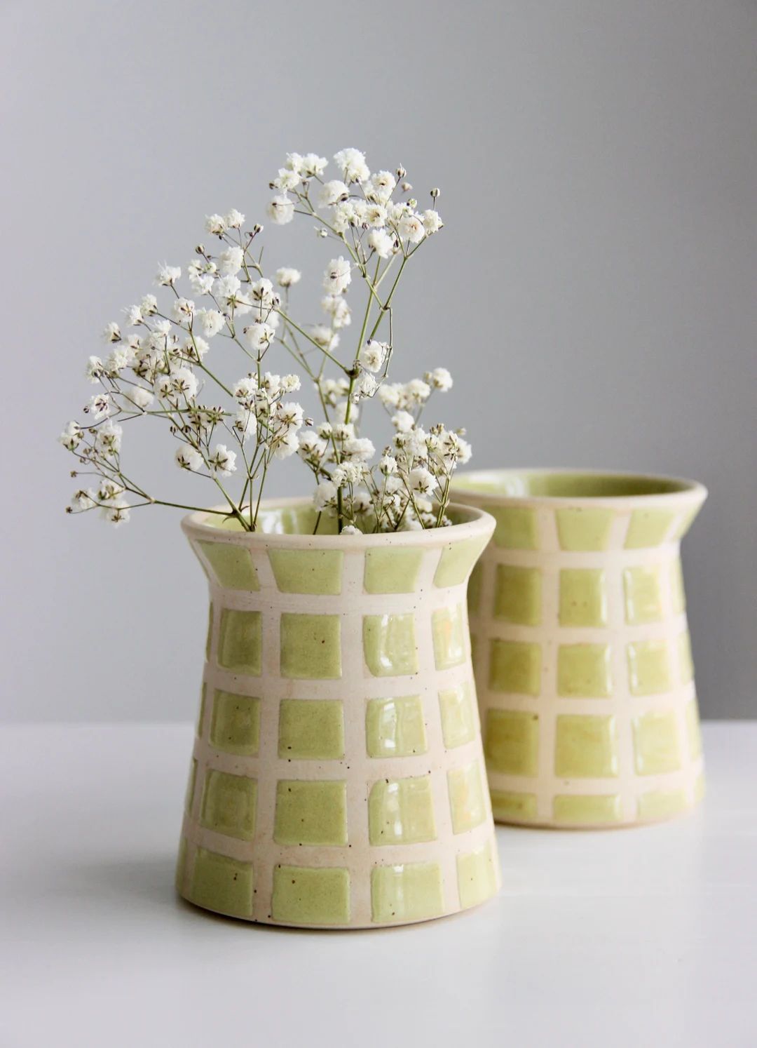 Handmade Ceramic Vase  Checkered Vase  Retro Modern  Green - Etsy Canada | Etsy (CAD)