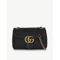 Gucci Women's Black GG Marmont Medium Leather Shoulder Bag | Selfridges
