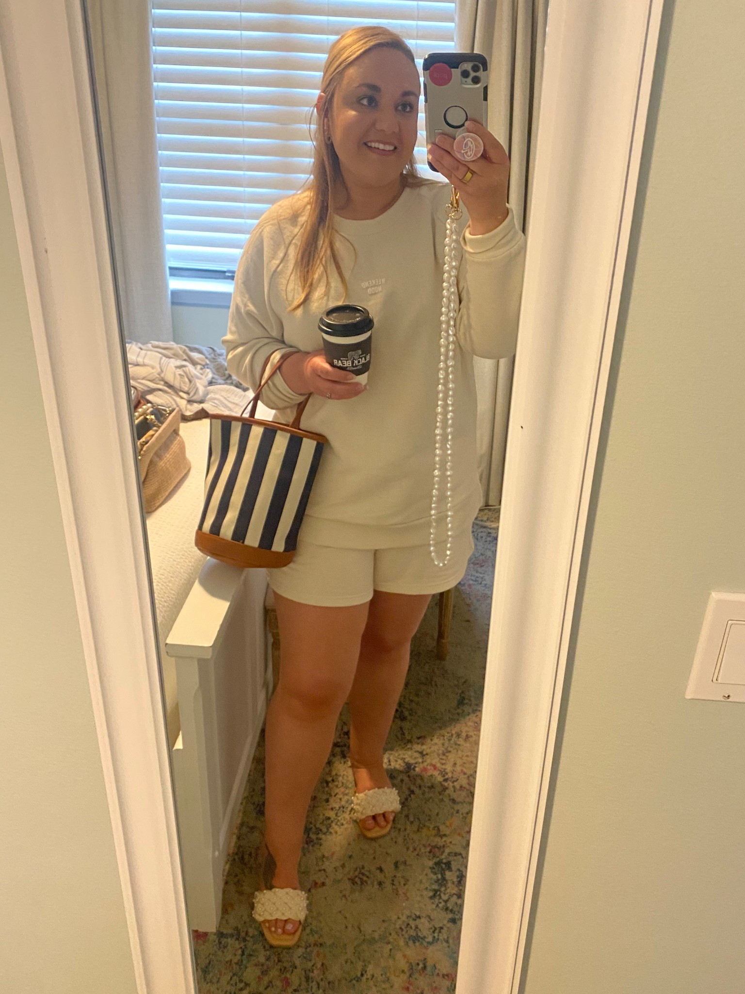 Handbag, purse, spring bag, bucket bag, spring handbag, navy and cream bag, matching set, lounge set, neutral set, crossbody bag, loungewear, slide sandals, pearl sandals, target style, target outfit, coffee outfit, coffee run, breakfast outfit, beach vacation, beach outfit, vacation outfit, travel outfit, travel look, weekend look, weekend outfit, lounge set, target set, cozy set

#LTKFindsUnder50 #LTKTravel #LTKItBag