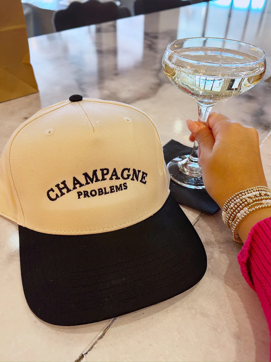 Champagne Problems Black Vintage Hat | KenzKustomz