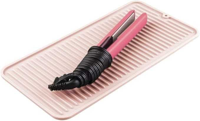 mDesign Silicone Heat-Resistant Hair Care Styling Tool Mat for Curling or Flat Irons, Straightene... | Amazon (US)