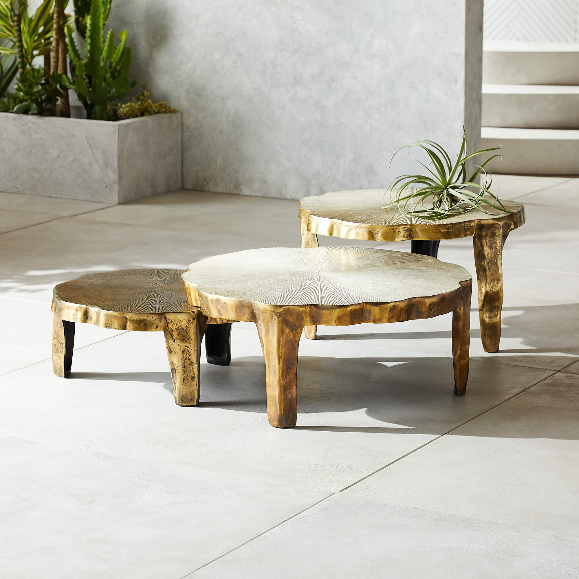 Lilly 3-Piece Nesting Outdoor Patio Table Set + Reviews | CB2 | CB2