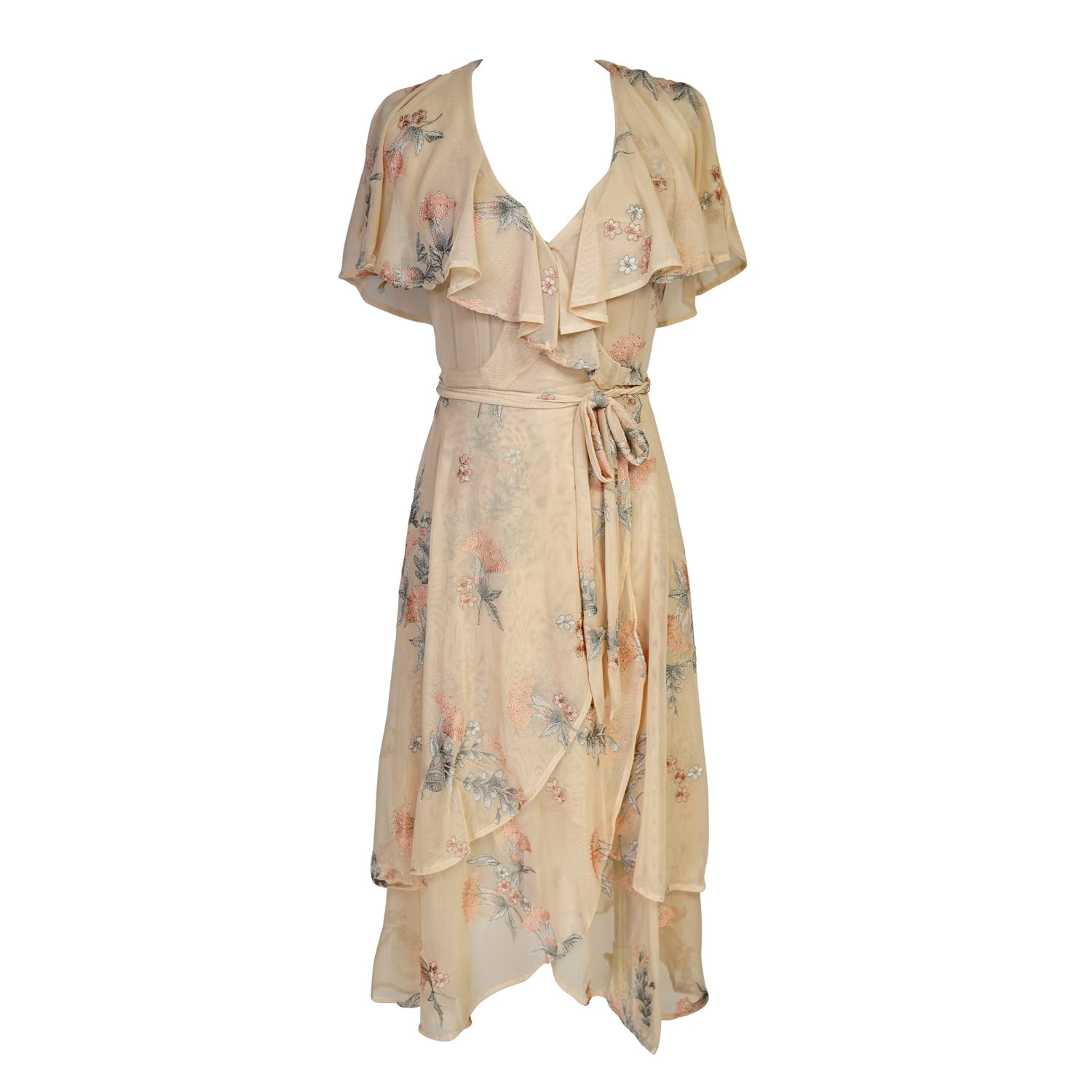 Fleur De Peche Flutter Wrap Dress | Wolf & Badger (US)