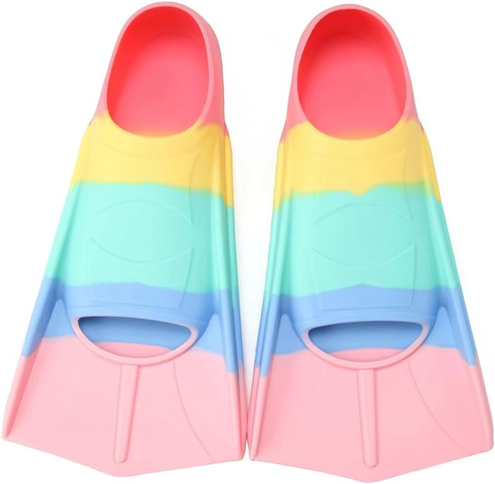 Kids Swim Fins,Short Kids Fins Youth Swimming Flippers for Lap Swimming Training for Children Gir... | Amazon (US)