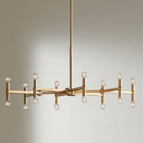 Possini Euro Marya 37" Wide Satin Brass 16-Light Chandelier | Lamps Plus