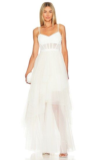 Corset Tulle Gown in Gardenia | Revolve Clothing (Global)
