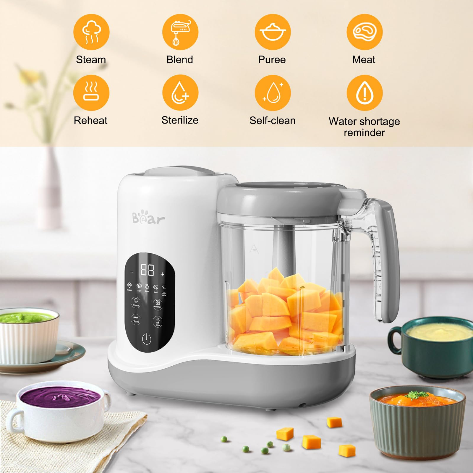 BEAR 2024 Baby Food Maker | One Step Baby Food Processor Steamer Puree Blender | Auto Cooking & G... | Amazon (US)
