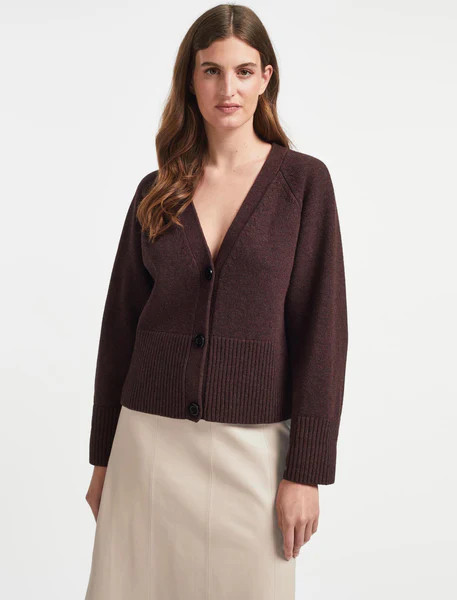 Courtney Wool Boxy Cardigan - Russet Brown | Cefinn