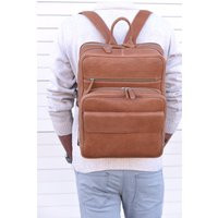 Office Backpack 2.0 - Large Full Grain Leather Laptop Fits Laptops Up To 17"" For Work/College Travel Add Monogram | Etsy (US)