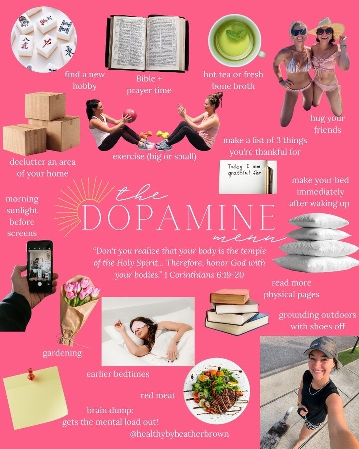 Let your pile of good things grow. 🌱 Because a beautiful life is built one intentional choice at a time.

Which one are you choosing today? Comment below!

➡️ Your dopamine is being shaped by what you do every day. 👀 The good news? You can intentionally build rhythms that support your brain instead of constantly overstimulating it. 🧠✨

Comment PODCAST and I’ll send you Episode 136 of Healthy by Heather Brown, we’re going DEEP on this one! 🎧

#SundayReset #HealthyByHeatherBrown Mind Body Spirit Health | Biblical Health | Millennial Mom