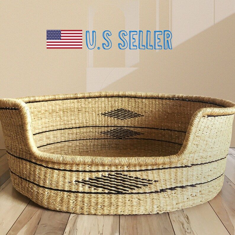 Large Bolga Dog Basket | African Dog Bed | Handmade Dog Bed | Comfortable Dog Bed | Wicker Dog Be... | Etsy (US)