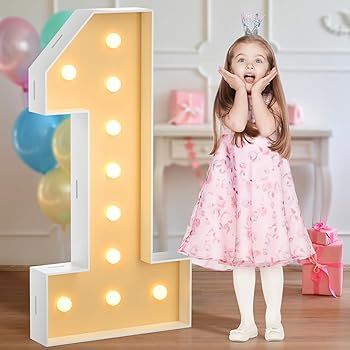 TROERBVY 4FT Marquee Light up Numbers, [Quick Assembly] Large Marquee Number One for 1st 21st Bir... | Amazon (US)