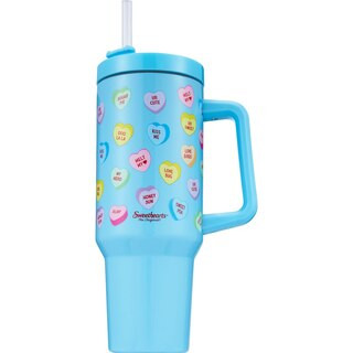Sweethearts® The Original! All Over Hearts Insulated Tumbler with Handle, Blue, 40 oz | CVS Health
