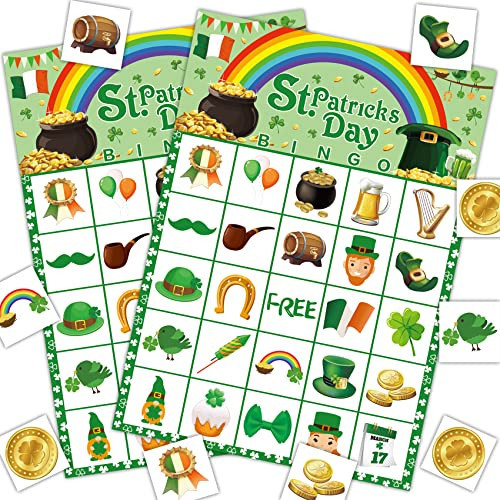 MISS FANTASY St Patricks Day Bingo St Patricks Day Games for Kids Activity for Kids 24 Players St Patricks Bingo Card for Adults/Kids St Patricks Day Party School Classroom Family Activities | Amazon (US)