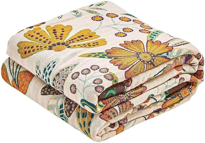 Boho Throw Blanket, 100% Cotton Ultra Soft Luxury Throw Rustic Quilt, 60"x80" Floral Printed Farm... | Amazon (US)