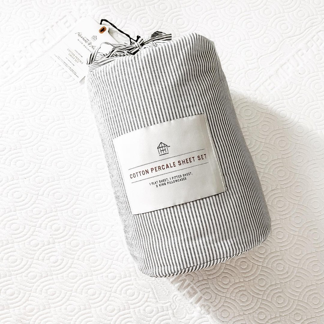 Cotton Percale Microstripe Sheet Set - Hearth & Hand™ with Magnolia | Target