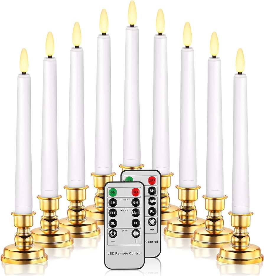 Daord LED Christmas Window Candle with 2 Remotes Battery Operated Flameless Taper Candles Warm Li... | Amazon (US)