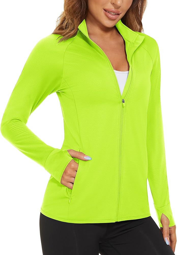 MAGCOMSEN Women's UPF 50+ Lightweight Athletic Jacket Sun Protection Full Zip Long Sleeve Shirts ... | Amazon (US)